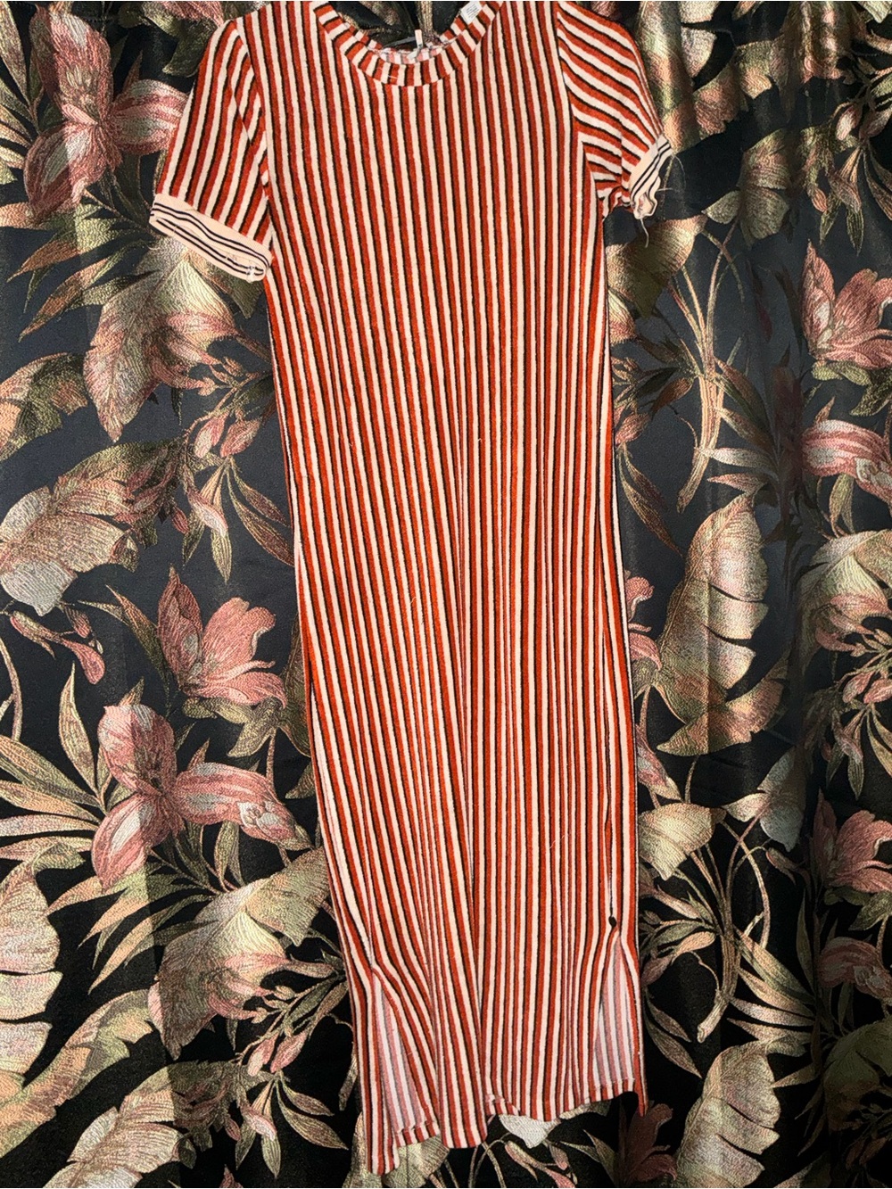 Scotch & Soda Orange and White Striped Midi Dress
